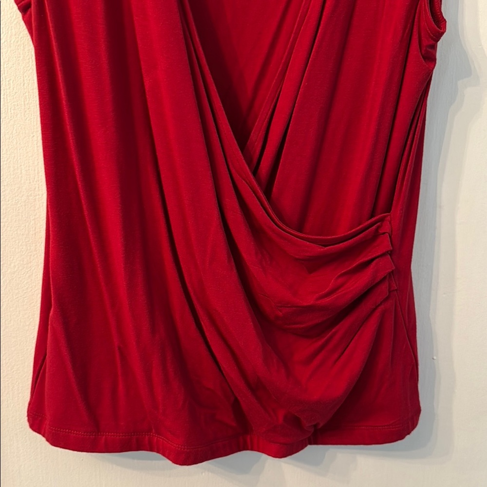 Lauren Ralph Lauren Red Draped Sleeveless Blouse - Picture 6 of 6